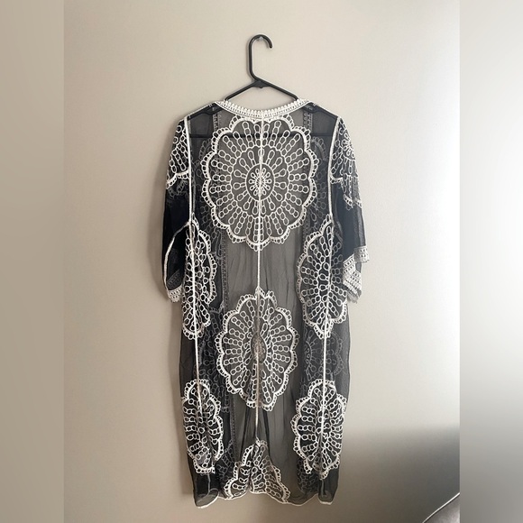 Rebellion Kimono Beach Cover Open Cardigan Embroidered Size M - Picture 3 of 6